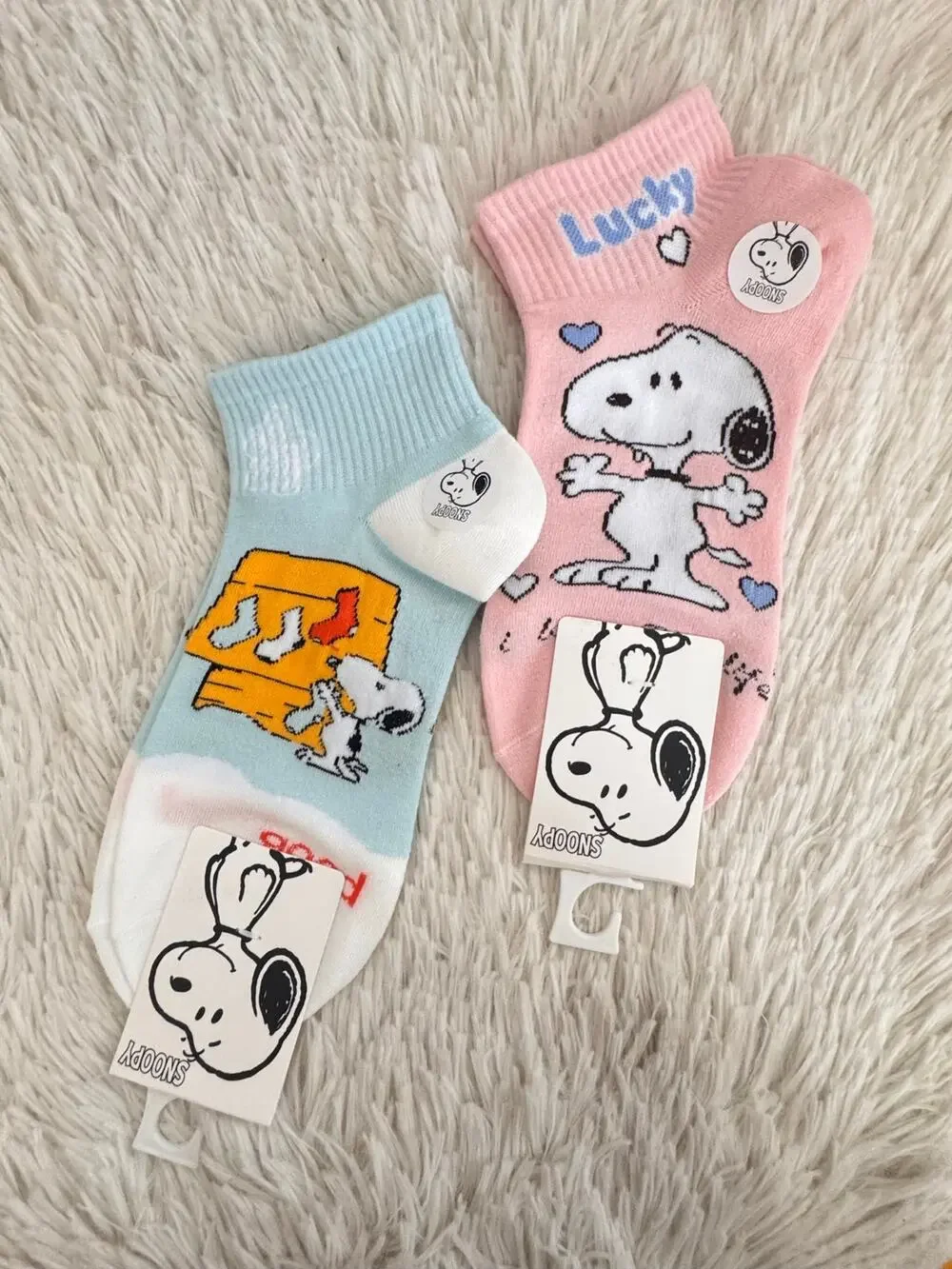 Snoopy ankles socks set of 2 cotton blend with Snoopy graphic